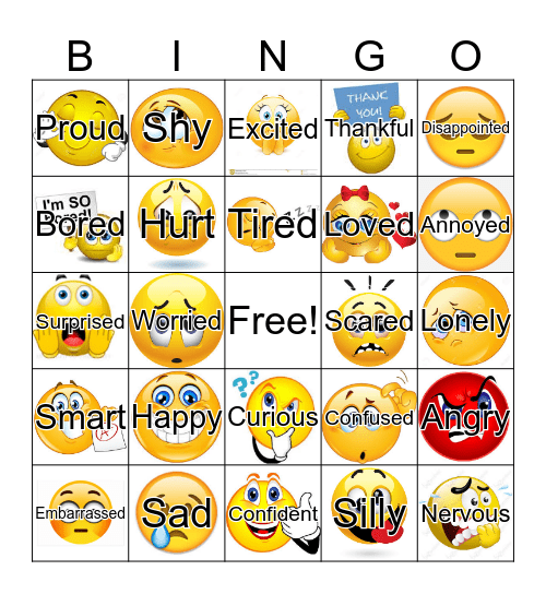 Feelings Bingo Card