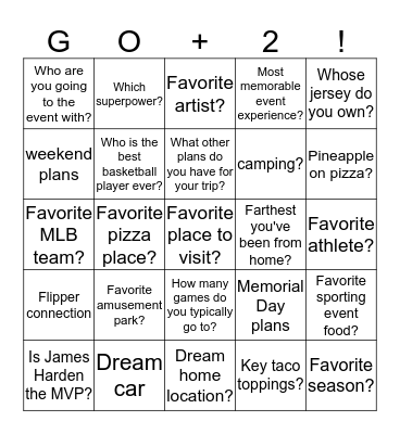 Fan Connect BINGO Card