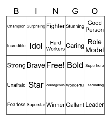 Heroes Bingo Card