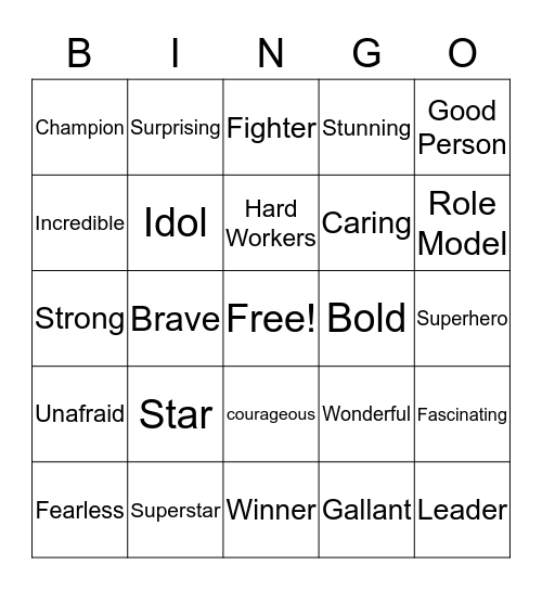 Heroes Bingo Card