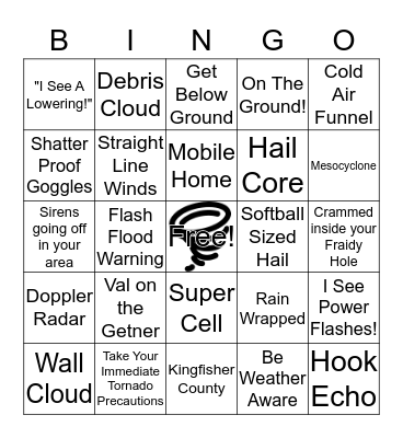 Oklahoma Severe Weather Bingo Card