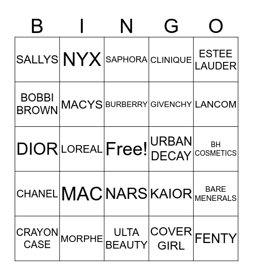 BEAUTY BINGO Card