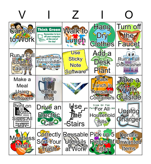 - Any 5 in a row wins -  EMAIL ECO@VIZIO.COM with your card URL to call out bingo - Game ends 4/26 - Bingo Card