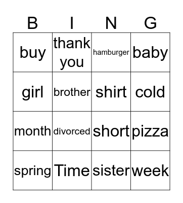 ASL BINGO Card