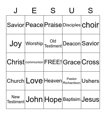 Greater Love-Bible Bingo Card