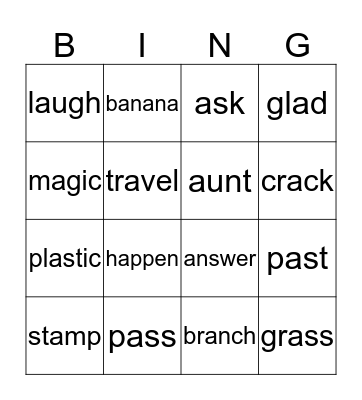 Lesson 1 Spelling Words Bingo Card