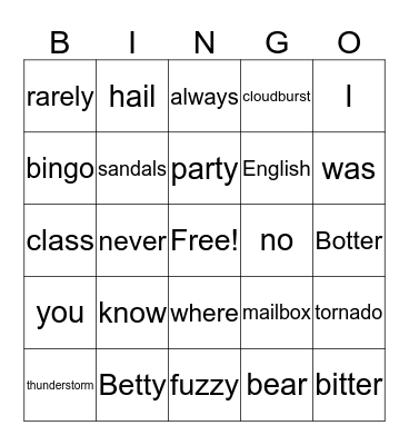 Untitled Bingo Card