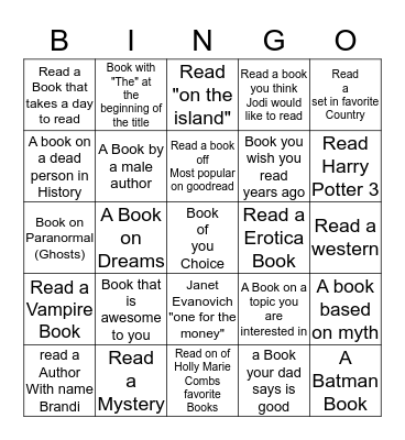Brandi's Reading Bingo Card