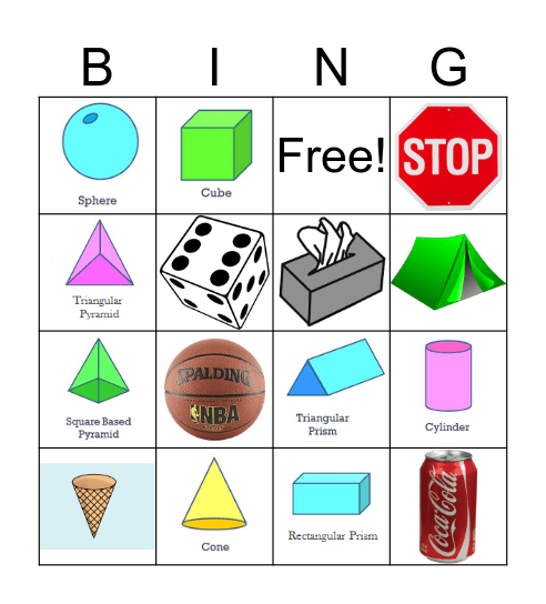 3D Shapes Bingo Card