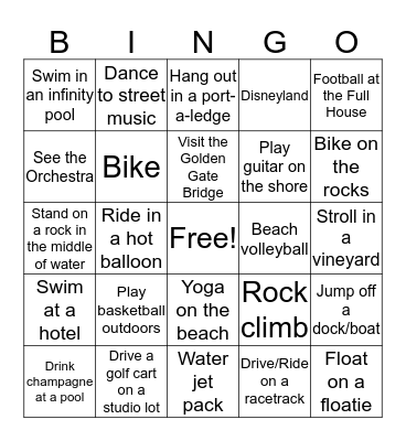 California Dreaming - Keeley Clan 2019 Bingo Card