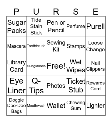 What's in Your Purse? Bingo Card