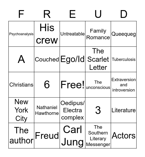 Psychoanalysis Bingo Card