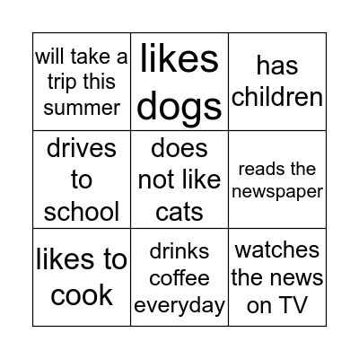 Find Someone Who Bingo Card