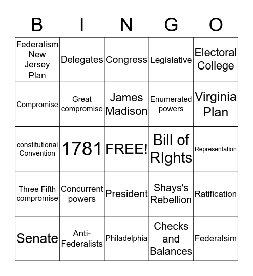 Civics Session 1 BINGO Card