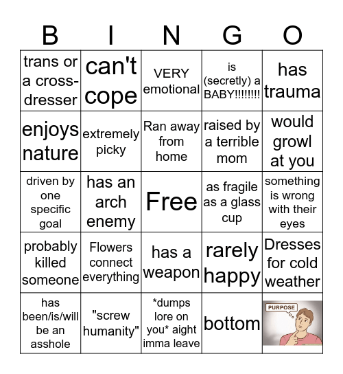 Gray's Character Bingo Card