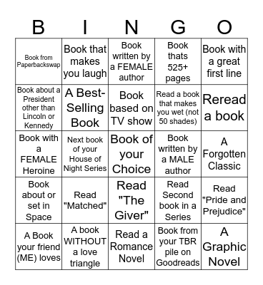 Jodi's Reading Bingo Card