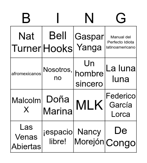 ¡lotería! Bingo Card