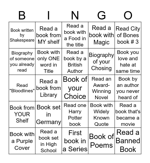 Jodi's Reading Bingo Card