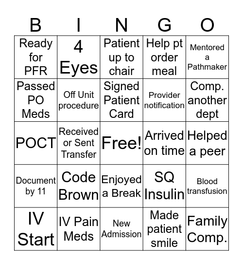 Nursing ROCKS! Bingo Card