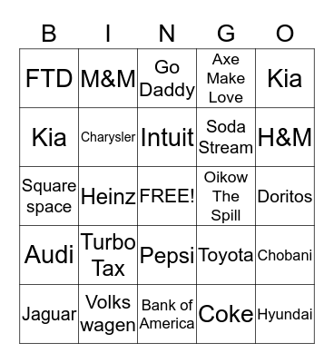 Superbowl Bingo Card