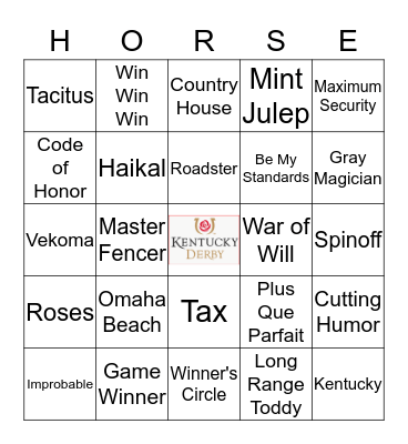 KENTUCKY DERBY Bingo Card