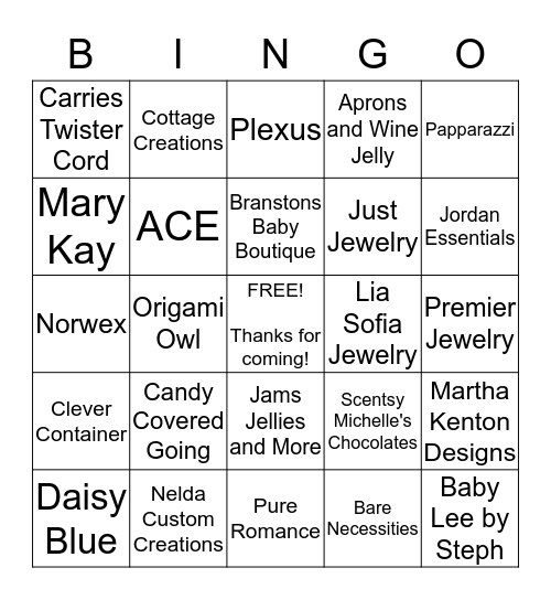 Ladies Day Out BINGO Card