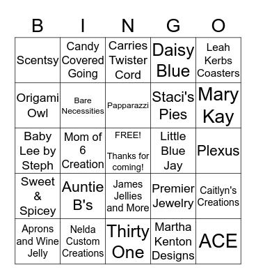LADIES DAY OUT BINGO  Bingo Card