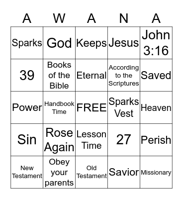 Sparks Bingo  Bingo Card