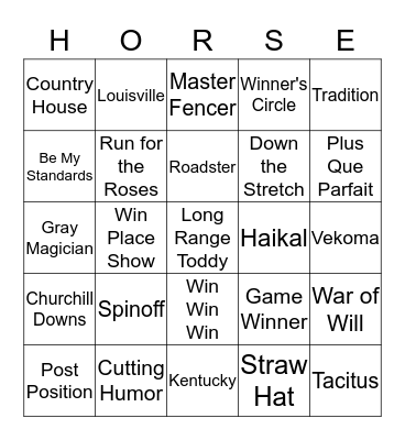 KENTUCKY DERBY Bingo Card
