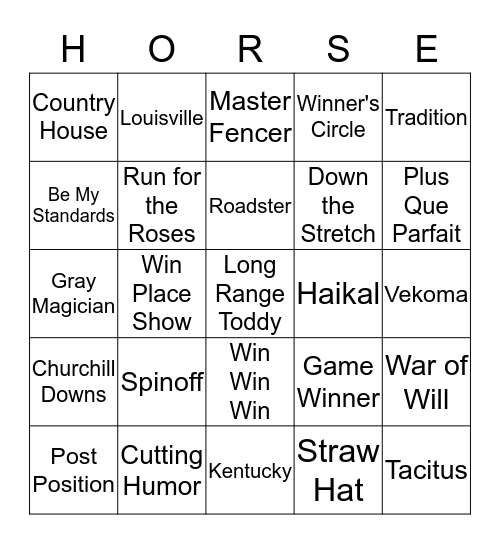 KENTUCKY DERBY Bingo Card