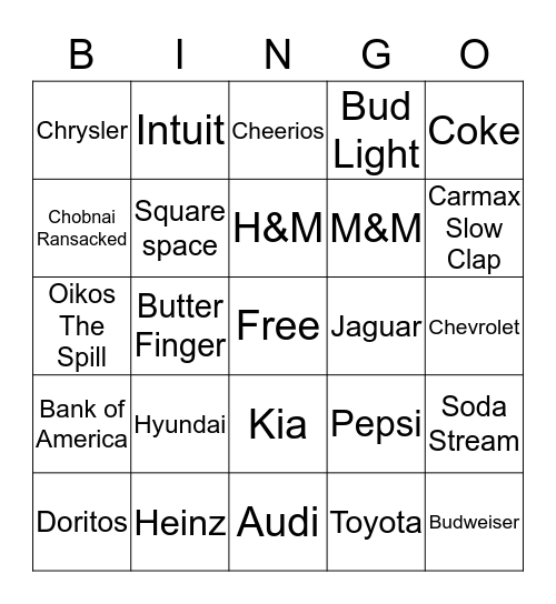 Superbowl  Bingo Card