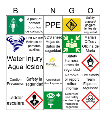 Safety Bingo Card