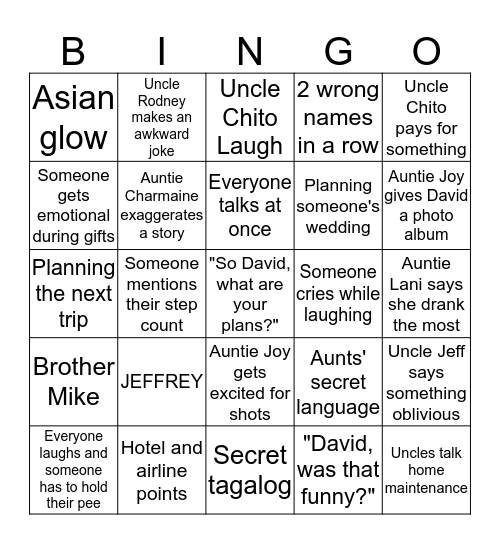 Graduation Bingo Card