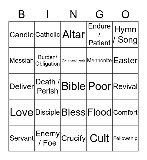 Religous Signs Bingo Card