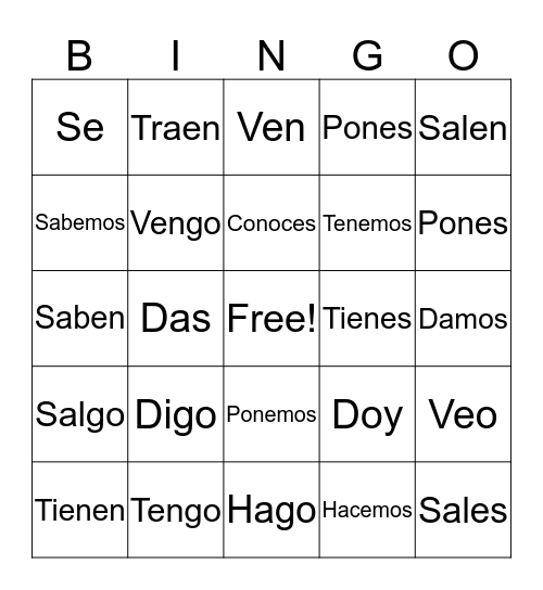 Jack’s BINGO Card