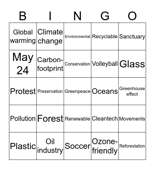 Greenpeace Bingo Card