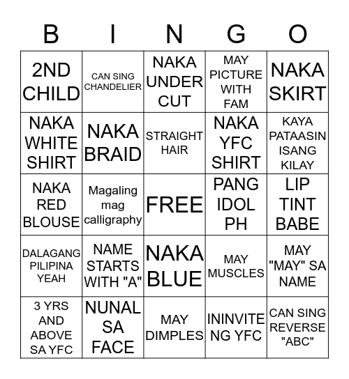 BULLETPROOF CAMP Bingo Card