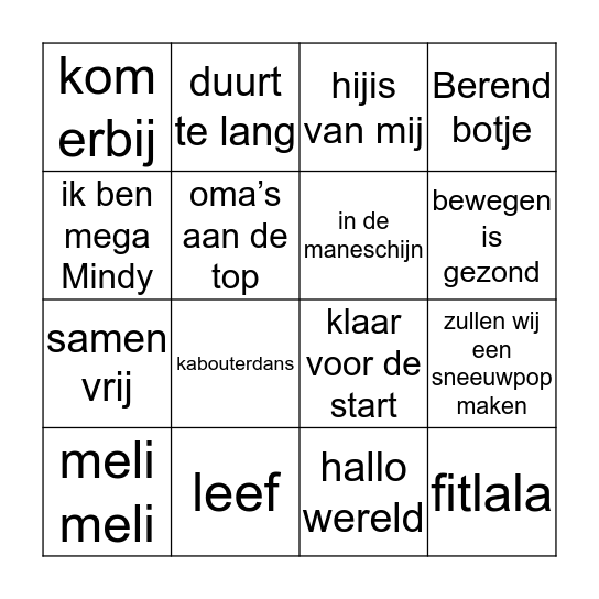 muziek bingo Card