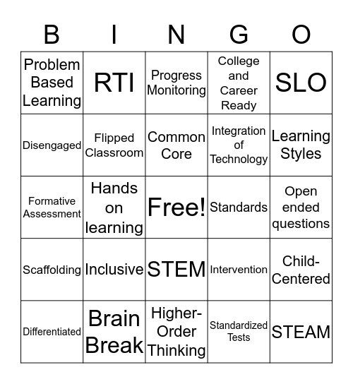 Math Conference Bingo Card