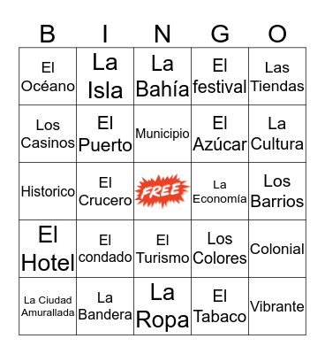 San Juan Bingo! Bingo Card