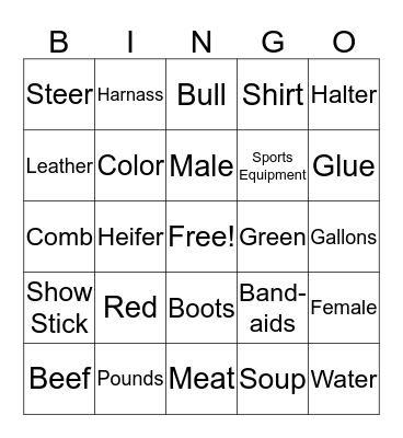 Beef Bingo Card