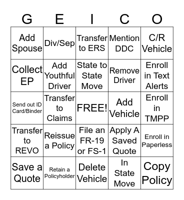 Transition 852 02/01/2014 Bingo Card