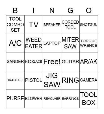 BAYOU PAWN Bingo Card