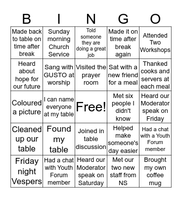 First Dawn Eastern Edge Bingo Card