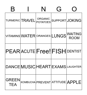 WELLNESS  Bingo Card