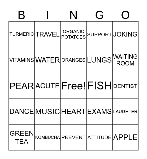 WELLNESS  Bingo Card