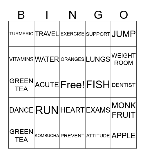WELLNESS  Bingo Card