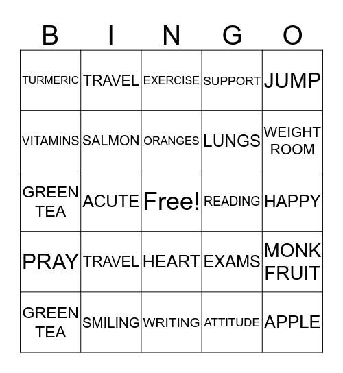 WELLNESS  Bingo Card