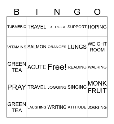 WELLNESS  Bingo Card