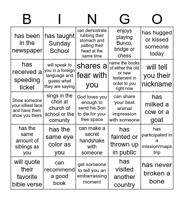 Find Someone who Bingo Card